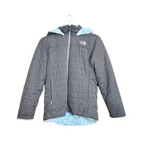 The North Face Girls' Mossbud Swirl Parka blue and gray jacket sz 14/16 large